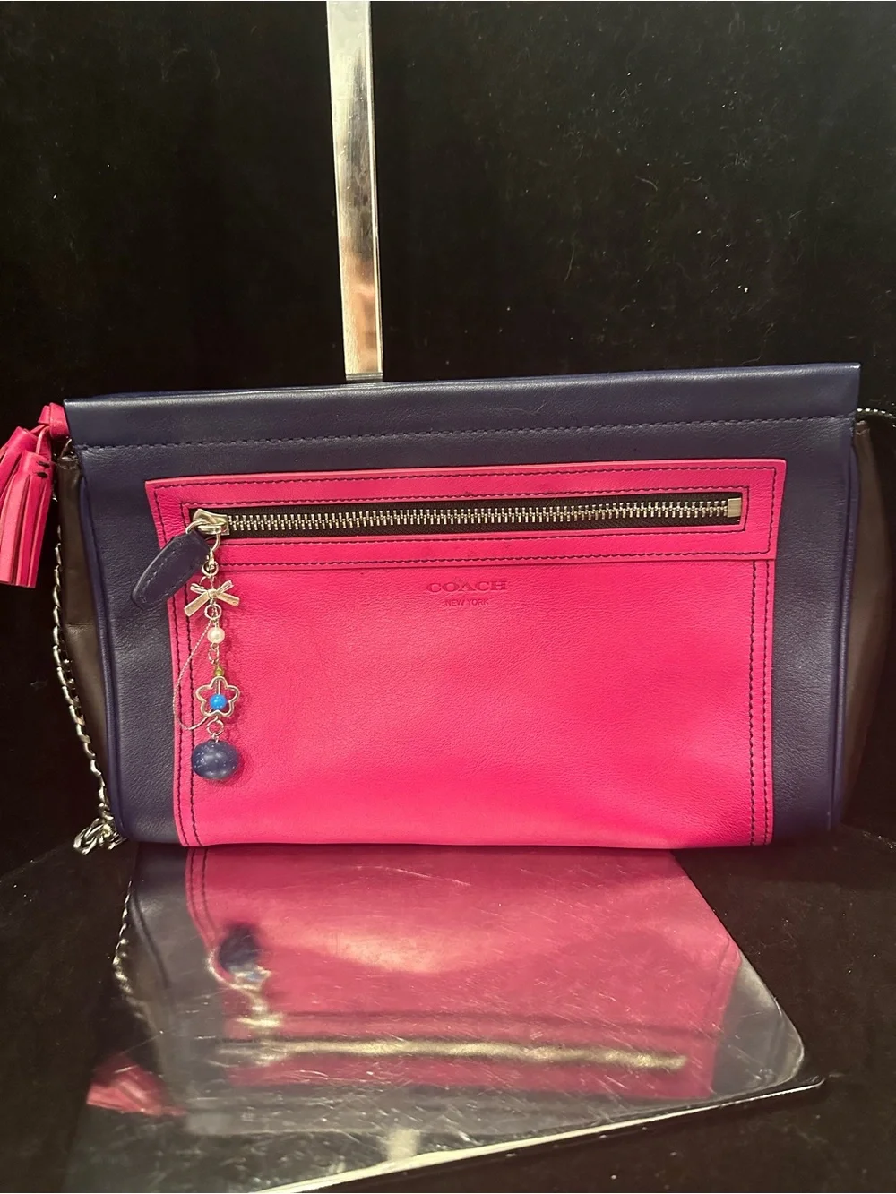 Coach #284 Legacy ColorblockTwo-Tone Pink and Purple Leather Large clutch